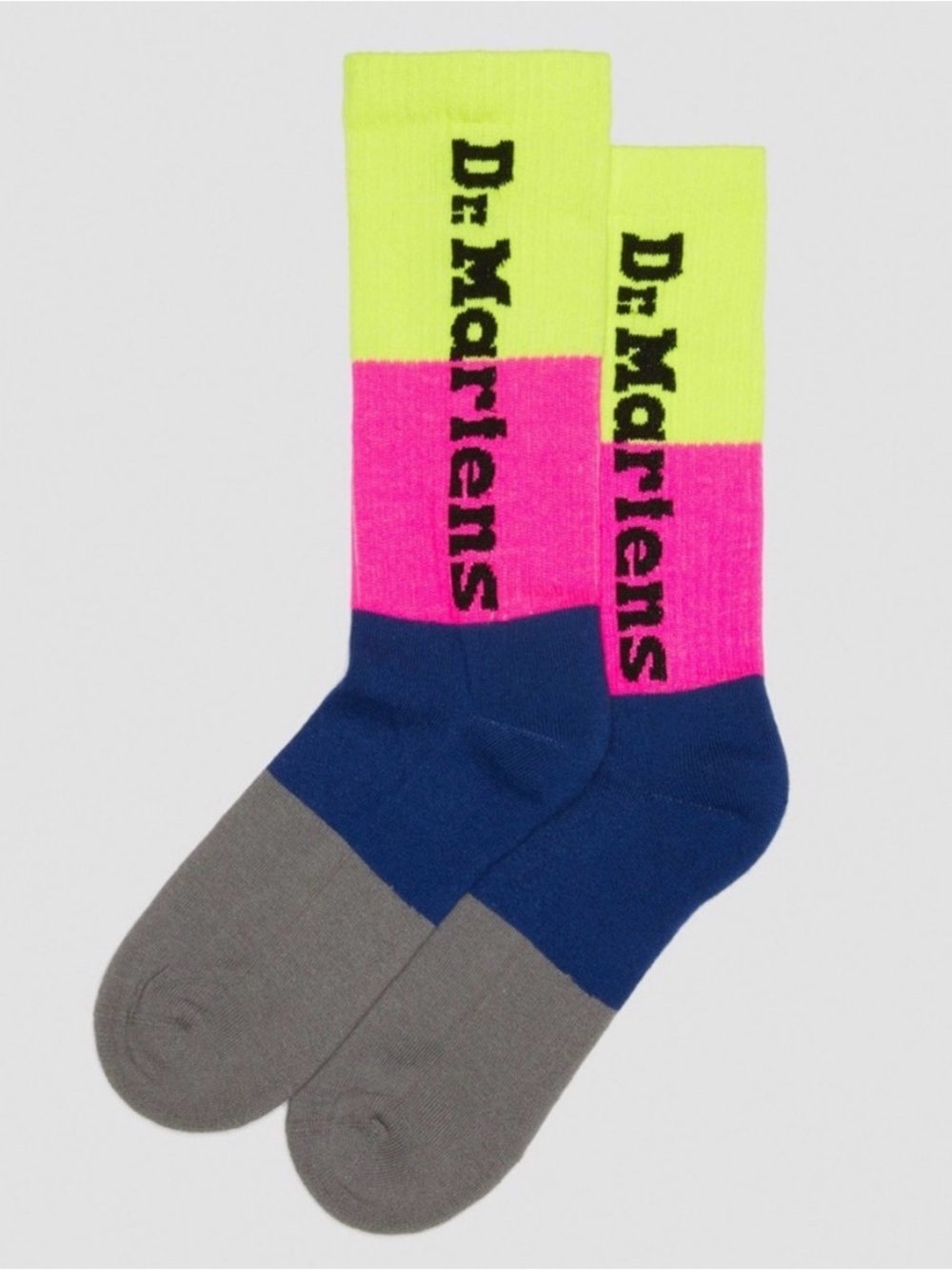 Dr. Martens Vertical Logo Print Cotton Blend Multi Color Pop Neon Socks Size S/M